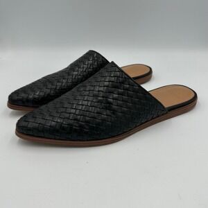 Marc Fisher LTD Black Woven Leather Pointed Toe Mules Slides Size 10M